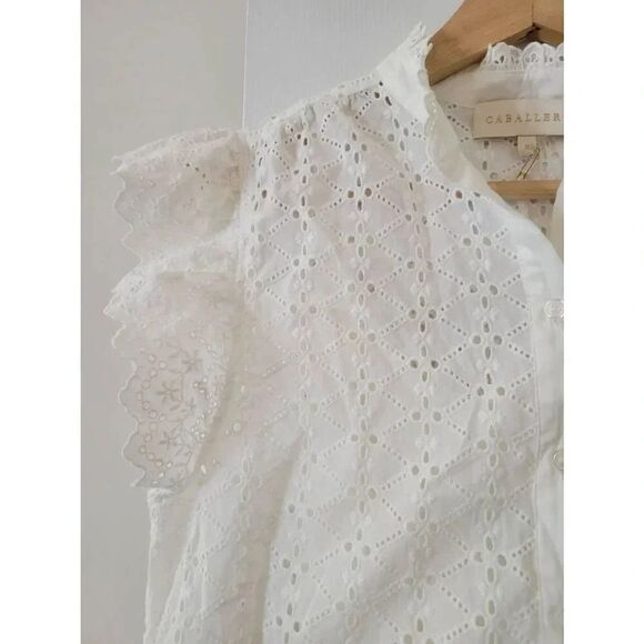 Caballero Eyelet Button Down Shirt Blouse XS NWT - Picture 2 of 8